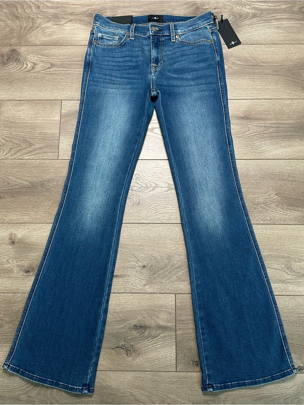 7 For All Mankind A Pocket Mid Rise Bootcut Stretch Blue Jeans Size 30